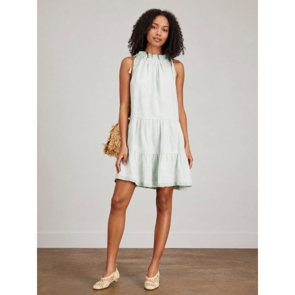 Ulla Johnson Corianne Tiered Linen Mini Dress Womens‎ 4 Coastal Cottagecore EUC